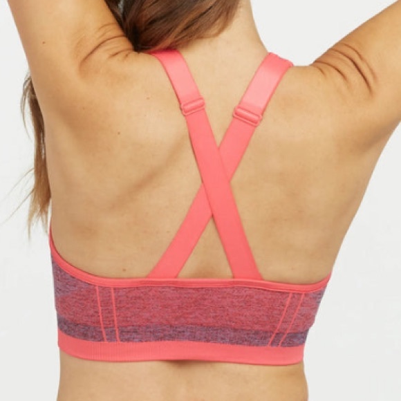 SPANX Seamless Sculpt Medium Impact Sports Bra - SPACEDYE CORAL PUNCH - Picture 2 of 4